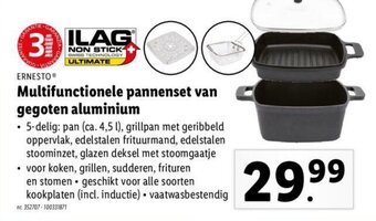 Lidl Multifunctionele Pannenset Van Gegoten Aluminium 4,5 L aanbieding