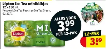 Kruidvat Lipton Ice Tea miniblikjes 12x150ml aanbieding