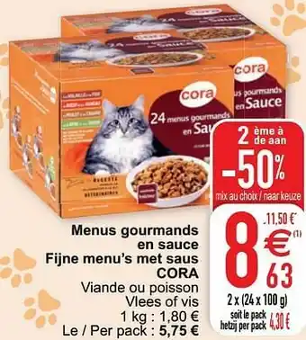 Cora Menus gourmands en sauce fijne menu’s met saus cora aanbieding