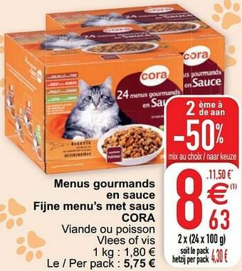 Cora Menus gourmands en sauce fijne menu’s met saus cora aanbieding