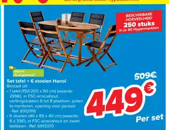 Carrefour Hanoi Set tafel + 6 stoelen aanbieding