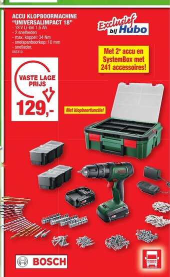 Hubo Bosch Accu Klopboormachine "Universalimpact 18" aanbieding