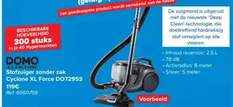 Carrefour Domo elektro stofzuiger zonder zak cyclone XL force DO72955 ref. 6960799 aanbieding
