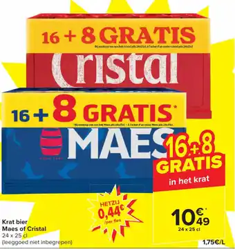 Carrefour Krat bier maes of cristal 24 x 25cl aanbieding