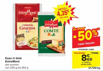 Carrefour Entremont kaas in blok 2 x 200g aanbieding