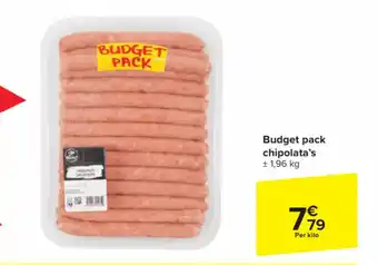 Carrefour Budget pack chipolata's per kilo aanbieding