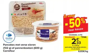 Carrefour Pancakes met verse eieren (132 g) of pannenkoeken (600 g) aanbieding