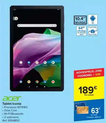 Carrefour Acer tablet iconia ref. 6934853 aanbieding
