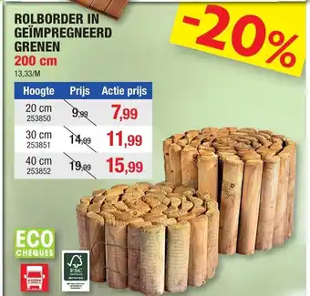 Hubo Rolborder in Geimpregneerd Grenen 200cm , Hoogte 20cm aanbieding