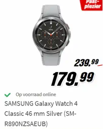 MediaMarkt Samsung Galaxy Watch 4 Classic 46mm Silver (SMR890NZSAEUB) aanbieding