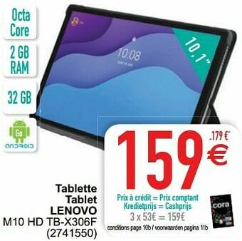 Cora Tablette tablet lenovo m10 hd tb-x306f aanbieding