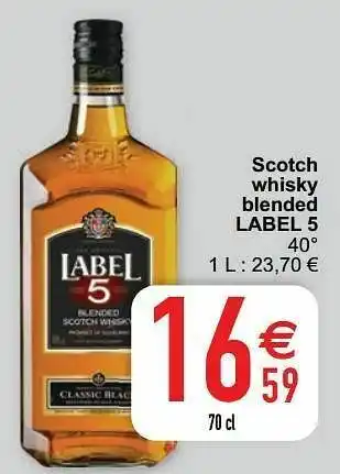 Cora Scotch whisky blended label 5 40° aanbieding