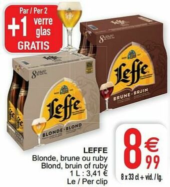 Cora Leffe blonde, brune ou ruby blond, bruin of ruby aanbieding