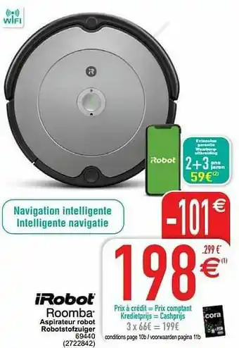 Cora Irobot aspirateur robot robotstofzuiger 69440 aanbieding