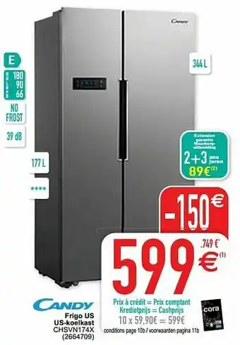 Cora Candy frigo us us-koelkast chsvn174x aanbieding