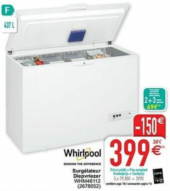 Cora Whirlpool surgélateur diepvriezer whm46112 aanbieding