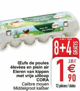 Cora Oeufs de poules élevées en plein air eieren van kippen met vrije uitloop cora aanbieding