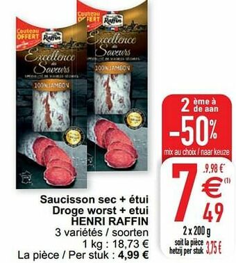 Cora Saucisson sec + étui droge worst + etui henri raffin aanbieding