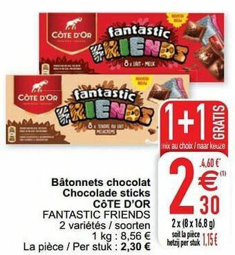 Cora Bâtonnets chocolat chocolade sticks côte d’or fantastic friends aanbieding