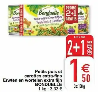 Cora Petits pois et carottes extra-fins erwten en wortelen extra fijn bonduelle aanbieding