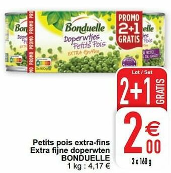 Cora Petits pois extra-fins extra fijne doperwten bonduelle aanbieding