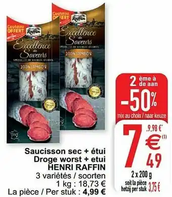 Saucisson sec + étui droge worst + etui henri raffin