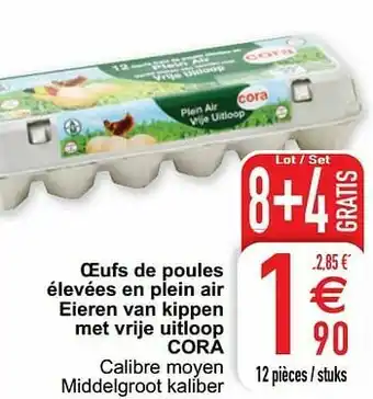 Cora Oeufs de poules élevées en plein air eieren van kippen met vrije uitloop cora aanbieding