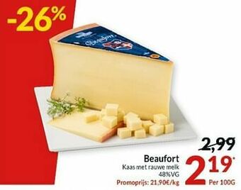 Intermarché Beaufort kaas met rauwe melk aanbieding