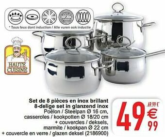 Cora Set de 8 pièces en inox brillant 8-delige set in glanzend inox aanbieding