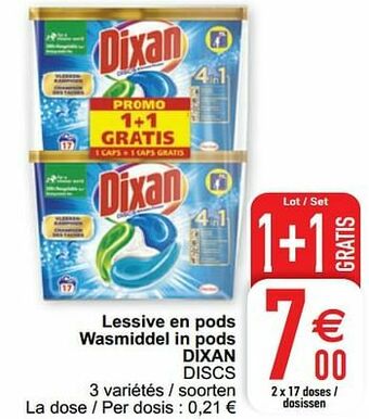 Cora Lessive en pods wasmiddel in pods dixan discs aanbieding