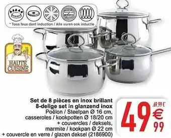 Cora Set de 8 pièces en inox brillant 8-delige set in glanzend inox aanbieding