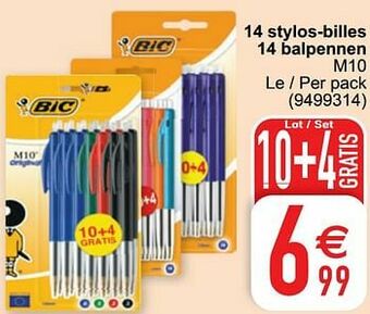 14 stylos-billes 14 balpennen m10