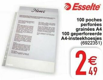 Cora 100 poches perforées grainées a4 100 geperforeerde a4-insteekhoesjes aanbieding