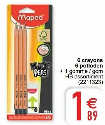 Cora 6 crayons 6 potloden aanbieding