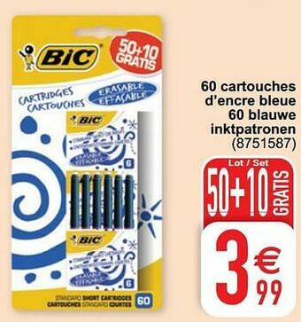 Cora 60 cartouches d’encre bleue 60 blauwe inktpatronen aanbieding