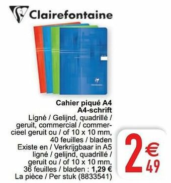 Cora Cahier piqué a4 a4-schrift aanbieding