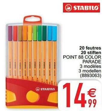 20 feutres 20 stiften point 88 color parade