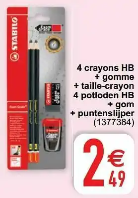 Cora 4 crayons hb + gomme + taille-crayon 4 potloden hb + gom + puntenslijper aanbieding