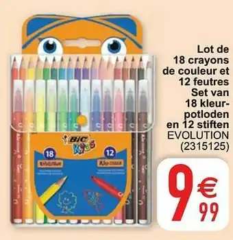 Lot de 18 crayons de couleur et 12 feutres set van 18 kleurpotloden en 12 stiften evolution