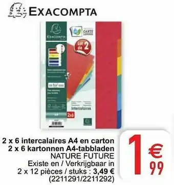 Cora Intercalaires a4 en carton kartonnen a4-tabbladen nature future aanbieding