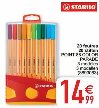 Cora 20 feutres 20 stiften point 88 color parade aanbieding