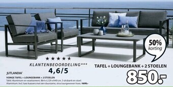 Jysk Vonge tafel + loungebank + 2 stoelen aanbieding