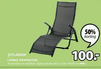 Jysk Jutlandia lomma strandstoel 63 x 130 x 100cm aanbieding
