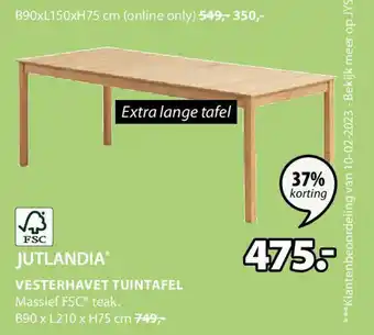 Jysk Jutlandia vesterhavet tuintafel 90 x 210 x 75cm aanbieding