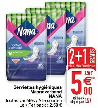 Serviettes hygiéniques maandverband nana