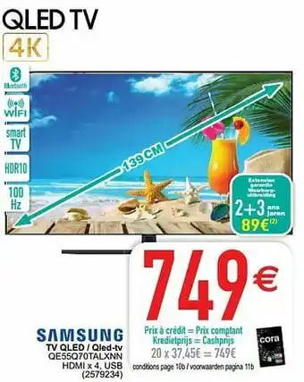 Cora Samsung tv qled - qled-tv qe55q70talxnn aanbieding