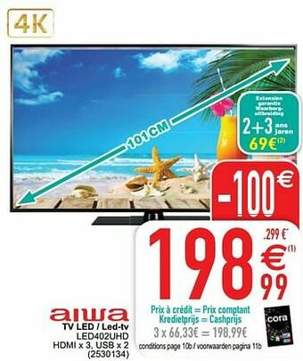 Cora Aiwa tv led - led-tv led402uhd aanbieding