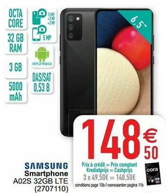 Cora Samsung smartphone a02s 32gb lte aanbieding