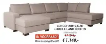 Meubelen Jonckheere Longchair+2,5 zit +hoek eiland rechts 150x343x212 aanbieding