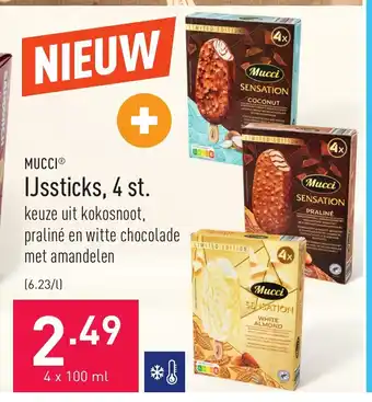 ALDI Mucci Ijssticks 4 x 100ml aanbieding